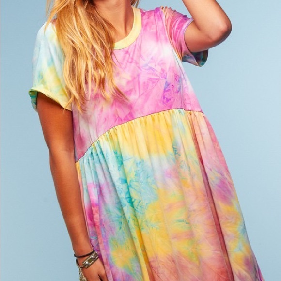 TIE DYE SHORT SLEEVE SIDE POCKET DRESS - Picture 3 of 3